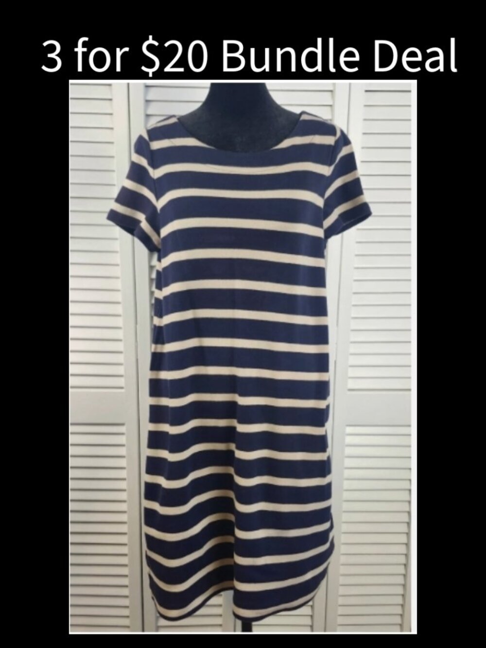 🚨 Talbots Shirt Dress Navy Blue Cream size MP Nautical Preppy Y2K